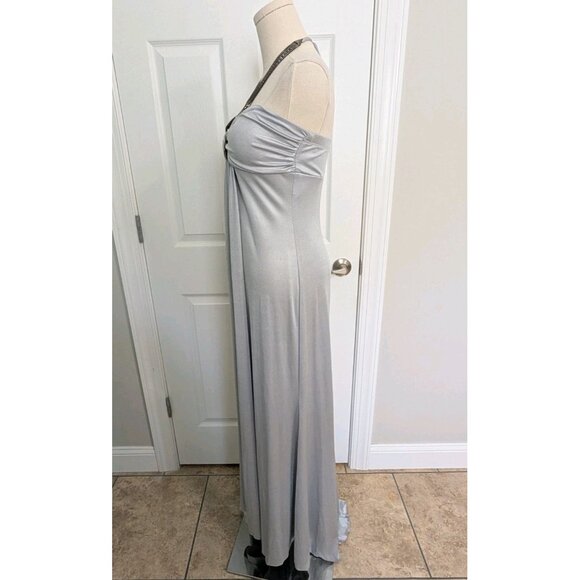 Vtg My Michelle Empire Halter Maxi Gown Sz M Silver Y2K Whimisigoth Fairy - Picture 7 of 16